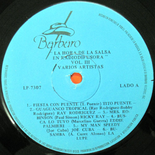 Various - La Hora La Salsa En Radiodifusora Vol.3 | Barbaro (LP-7307) - 3