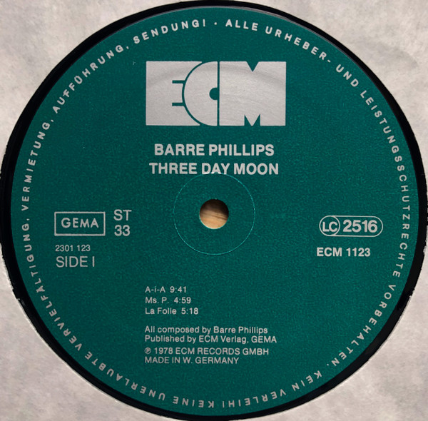 Barre Phillips - Three Day Moon | ECM Records (ECM 1123) - 3 Barre Phillips - Three Day Moon | ECM Records (ECM 1123) - 3
