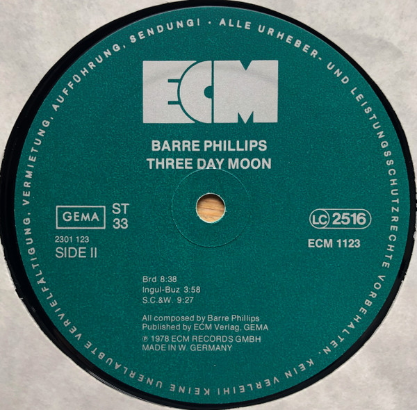 Barre Phillips - Three Day Moon | ECM Records (ECM 1123) - 4 Barre Phillips - Three Day Moon | ECM Records (ECM 1123) - 4