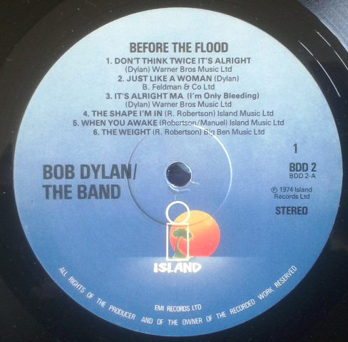 Bob Dylan / The Band - Before The Flood | Island Records (IDBD-1) - 4