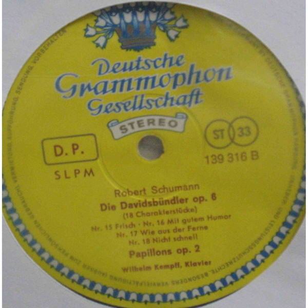 Robert Schumann - Wilhelm Kempff - Davidsbündlertänze Op. 6 • Papillons Op. 2 | Deutsche Grammophon (139 316 SLPM) - 3