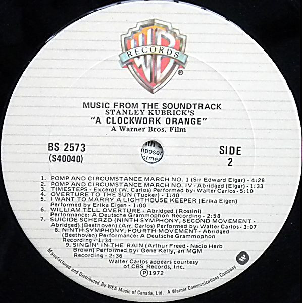 Various - Stanley Kubrick's "A Clockwork Orange" (Music From The Soundtrack) | Warner Bros. Records (BS 2573) - 4 Various - Stanley Kubrick's "A Clockwork Orange" (Music From The Soundtrack) | Warner Bros. Records (BS 2573) - 4