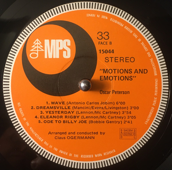 Oscar Peterson - Motions & Emotions | MPS Records (MPS. 15044) - 4 Oscar Peterson - Motions & Emotions | MPS Records (MPS. 15044) - 4
