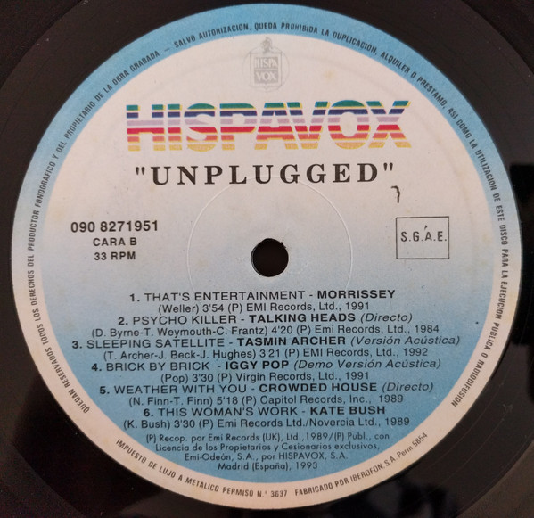Various - Unplugged | Hispavox (090 8 27195 1) - 4
