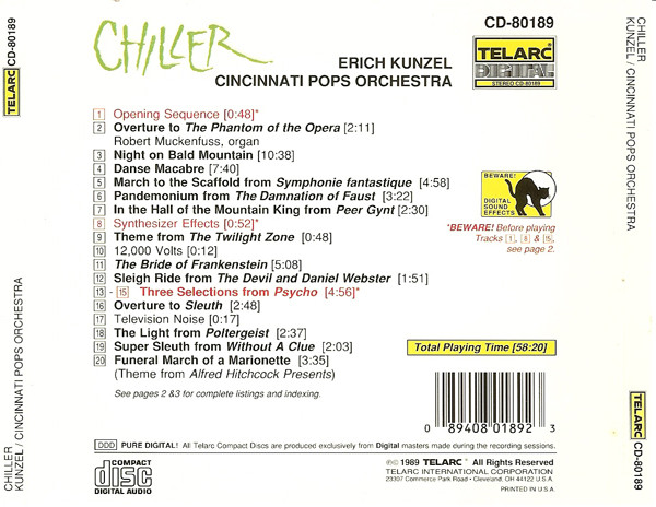 Erich Kunzel , Cincinnati Pops Orchestra - Chiller | Telarc (CD-80189) - 2 Erich Kunzel , Cincinnati Pops Orchestra - Chiller | Telarc (CD-80189) - 2