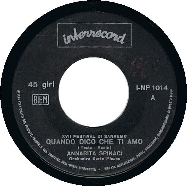 Annarita Spinaci - Quando Dico Che Ti Amo | Interrecord (1014) - 3
