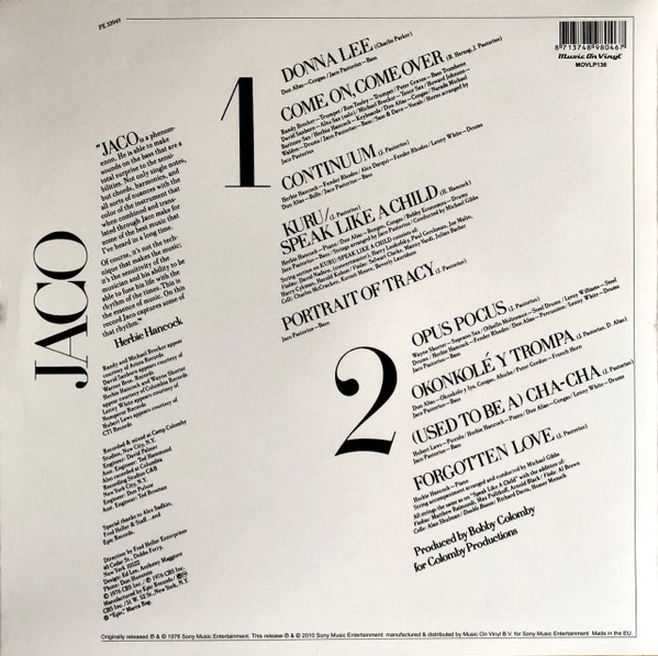 Jaco Pastorius - Jaco Pastorius | Music On Vinyl (MOVLP136) - 2