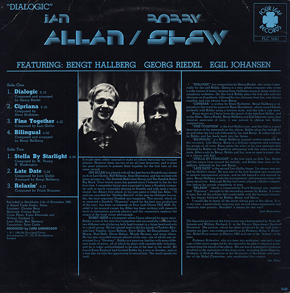 Jan Allan / Bobby Shew - Dialogic [Vinyl] | Four Leaf Clover Records (FLC 5061) - 2