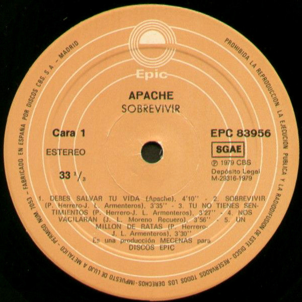 Apache - Sobrevivir | Epic (EPC 83956) - 3