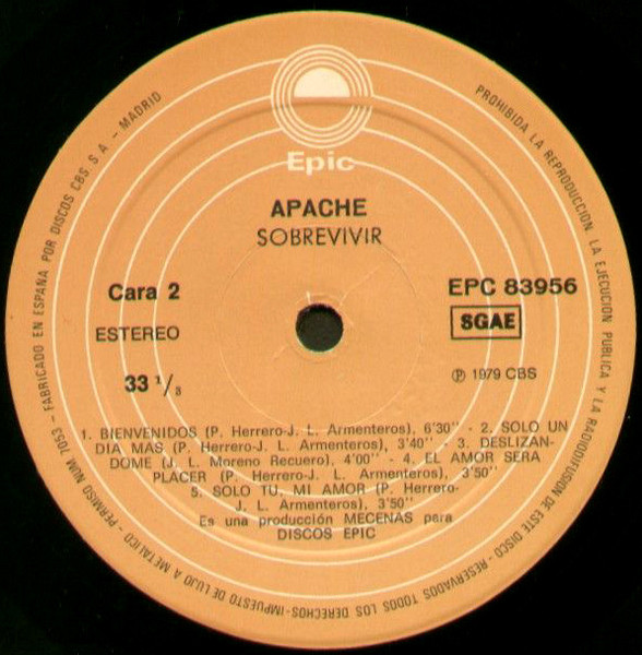 Apache - Sobrevivir | Epic (EPC 83956) - 4
