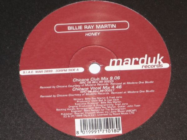 Billie Ray Martin - Honey | Marduk Records (MAR 08-99) - main Billie Ray Martin - Honey | Marduk Records (MAR 08-99) - main
