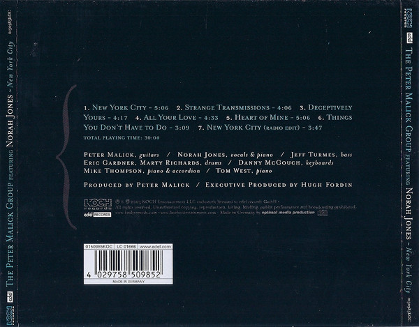 The Peter Malick Group Featuring Norah Jones - New York City | Koch Records (0150985KOC) - 2