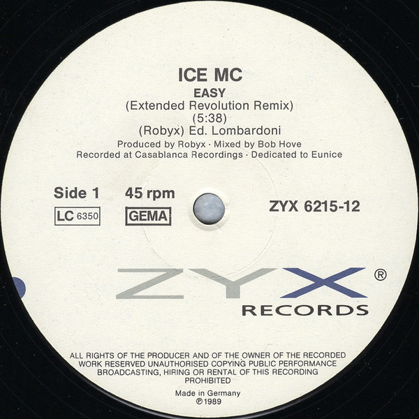 ICE Mc - Easy | ZYX Records (ZYX 6215-12) - 2