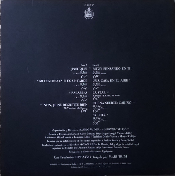 Mari Trini - Solo Para Ti | Hispavox (S 90.037) - 4