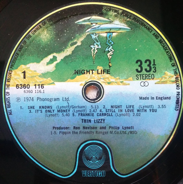 Thin Lizzy - Night Life | Vertigo (6360 116) - 3