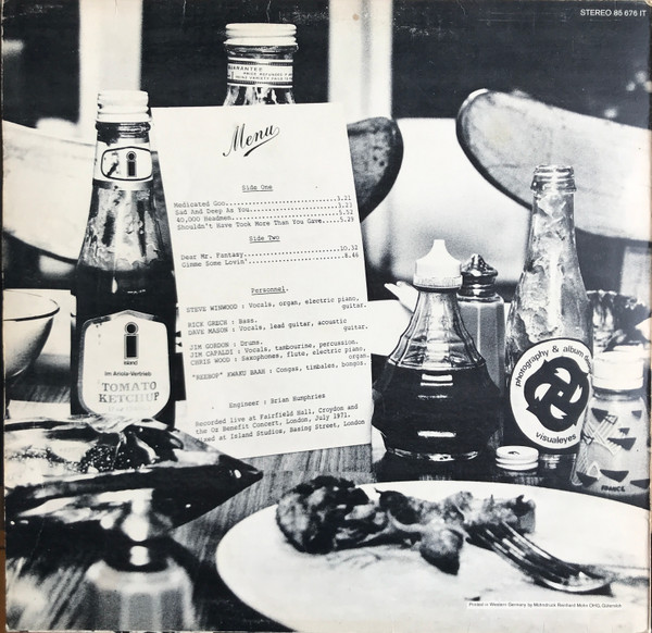 Steve Winwood , Jim Capaldi , Dave Mason , Chris Wood , Rick Grech , Rebop Kwaku Baah , Jim Gordon - Welcome To The Canteen | Island Records (85 676 IT) - 2