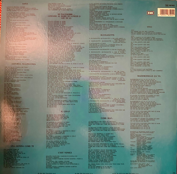 Toto Cutugno - Azzurra Malinconia | EMI (64 1187401) - 2