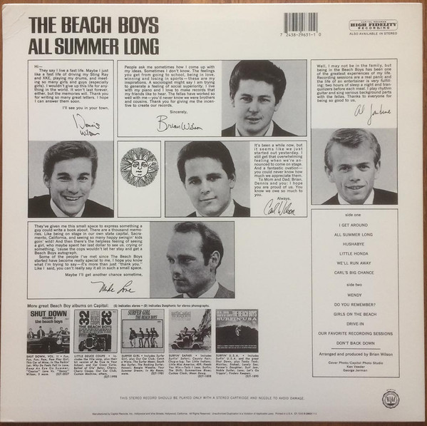 The Beach Boys - All Summer Long | Capitol Records (C1 7243 8 29631 1 0) - 2