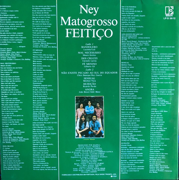 Ney Matogrosso - Feitiço | Elektra (LP-S-58-12) - 2