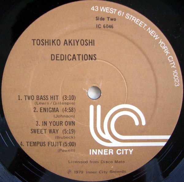 Toshiko Akiyoshi Trio - Dedications | Inner City Records (IC 6046) - 4 Toshiko Akiyoshi Trio - Dedications | Inner City Records (IC 6046) - 4