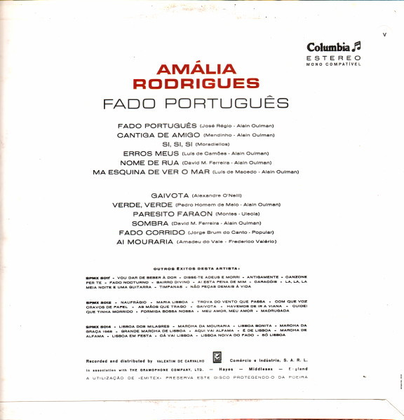 Amália Rodrigues - Fado Português | Columbia (8E 048-40 092) - 2