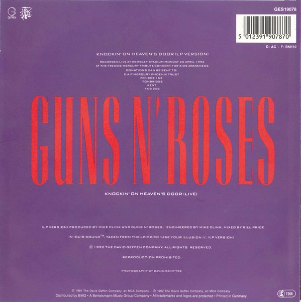 Guns N' Roses - Knockin' On Heaven's Door | Geffen Records (GES 19078) - 2 Guns N' Roses - Knockin' On Heaven's Door | Geffen Records (GES 19078) - 2