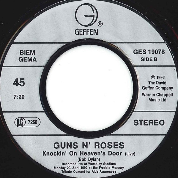 Guns N' Roses - Knockin' On Heaven's Door | Geffen Records (GES 19078) - 4 Guns N' Roses - Knockin' On Heaven's Door | Geffen Records (GES 19078) - 4