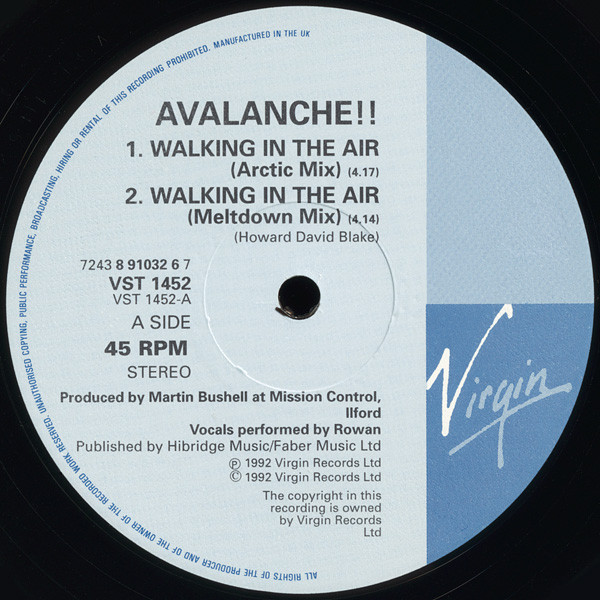 Avalanche!! - Walking In The Air | Virgin (VST 1452) - 3 Avalanche!! - Walking In The Air | Virgin (VST 1452) - 3