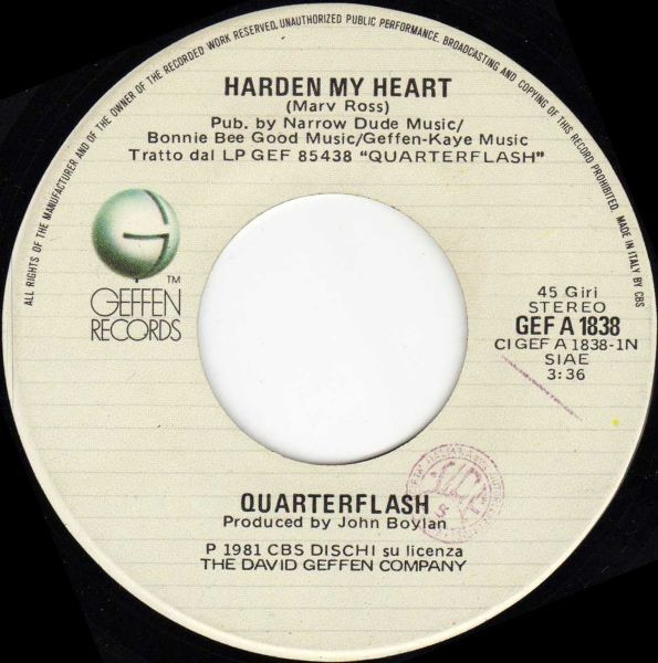 Quarterflash - Harden My Heart | Geffen Records (GEF A 1838) - 3