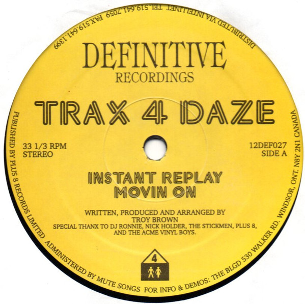 Troy Brown - Trax 4 Daze Vol. 1 | Definitive Recordings (12DEF027) - main Troy Brown - Trax 4 Daze Vol. 1 | Definitive Recordings (12DEF027) - main
