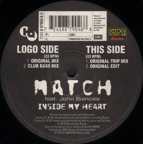 Match Feat. John Biancale - Inside My Heart | Dance Factory (7243 8 87904 6 8) - main Match Feat. John Biancale - Inside My Heart | Dance Factory (7243 8 87904 6 8) - main