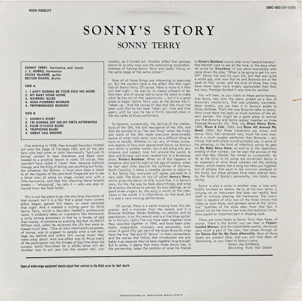 Sonny Terry - Sonny's Story | Original Blues Classics (OBC-503) - 3 Sonny Terry - Sonny's Story | Original Blues Classics (OBC-503) - 3