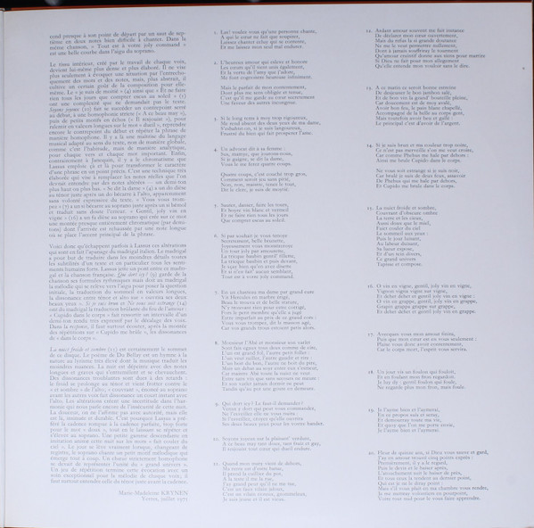 Roland de Lassus - Charles Ravier , Ensemble Polyphonique De L'O.R.T.F. - Les Meslanges D'Orlande De Lassus - Tome I - Chansons 1 À 20 | Astrée (AS 11) - 4 Roland de Lassus - Charles Ravier , Ensemble Polyphonique De L'O.R.T.F. - Les Meslanges D'Orlande De Lassus - Tome I - Chansons 1 À 20 | Astrée (AS 11) - 4