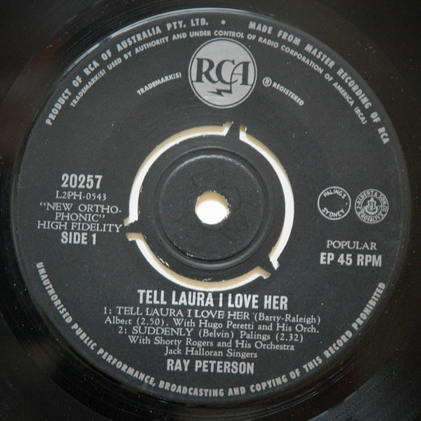 Ray Peterson - Tell Laura I Love Her | RCA (20257) - 2
