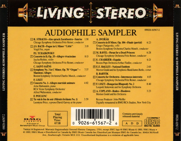 Various - Living Stereo - Audiophile Sampler | RCA (09026-61567-2) - 2