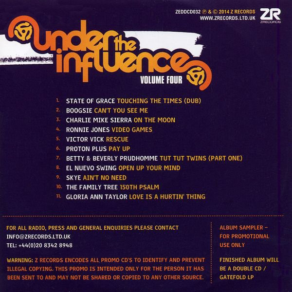 Nick The Record - Under The Influence Volume Four (A Collection Of Rare Soul & Disco) | Z Records (ZEDDCD032) - 2 Nick The Record - Under The Influence Volume Four (A Collection Of Rare Soul & Disco) | Z Records (ZEDDCD032) - 2