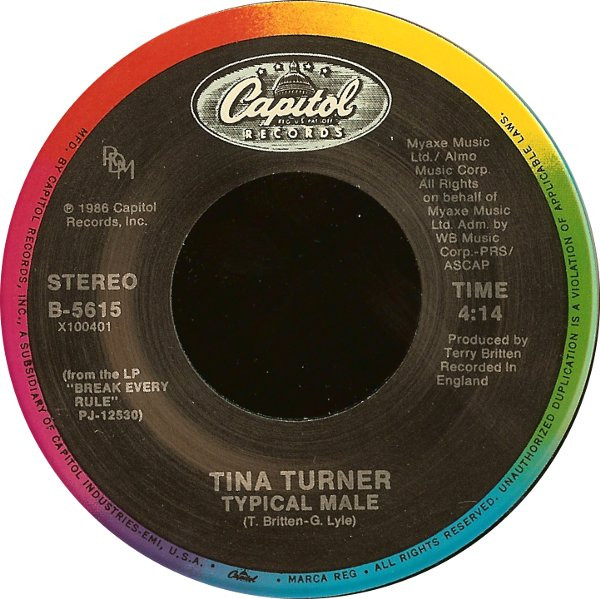 Tina Turner - Typical Male | Capitol Records (B-5615) - 3