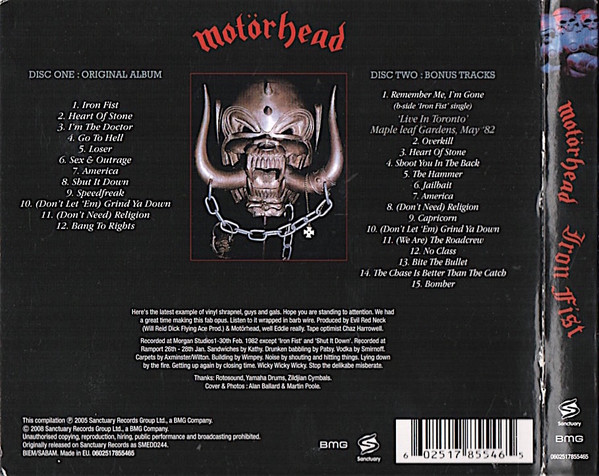 Motörhead - Iron Fist | Sanctuary (0602517855465) - 2