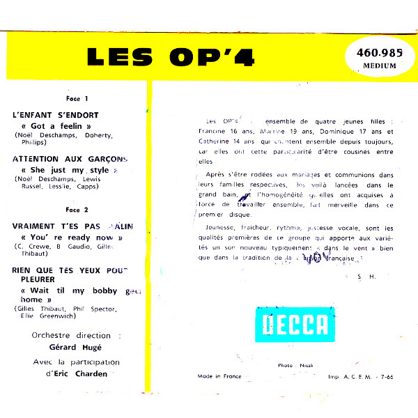 Les OP'4 Avec Le Participation De Eric Charden - L’enfant S’endort | Decca (460.985) - 2 Les OP'4 Avec Le Participation De Eric Charden - L’enfant S’endort | Decca (460.985) - 2