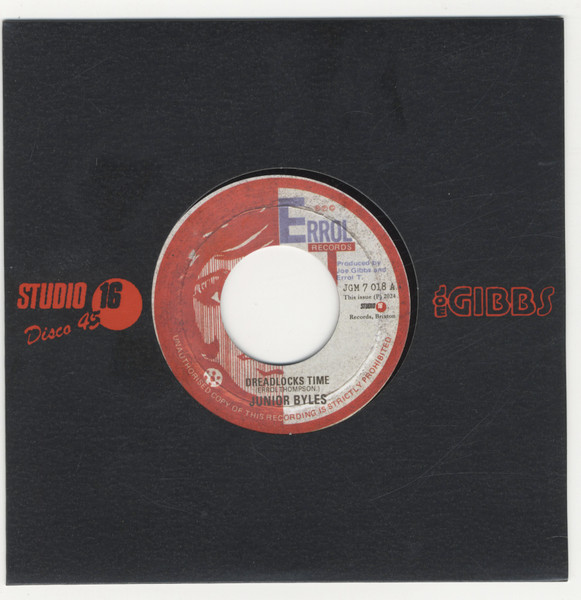 Junior Byles / Joe Gibbs & The Professionals - Dread Locks Time / Peel Head | Errol T Records (JGM 7-018) - main
