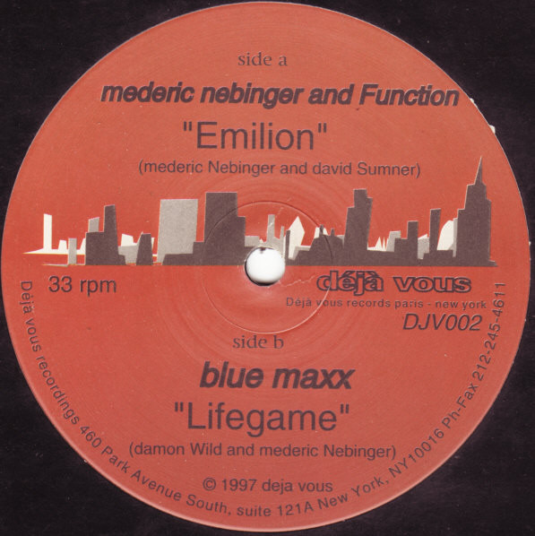 Mederic Nebinger and Function / Blue Maxx - Emilion / Lifegame | Déjà Vous (DJV002) - main Mederic Nebinger and Function / Blue Maxx - Emilion / Lifegame | Déjà Vous (DJV002) - main