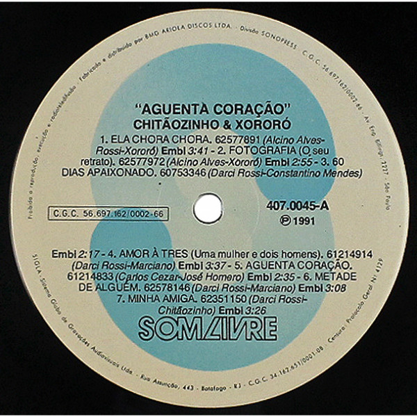 Chitãozinho & Xororó - Aguenta Coração | Som Livre (407.0045) - 3 Chitãozinho & Xororó - Aguenta Coração | Som Livre (407.0045) - 3