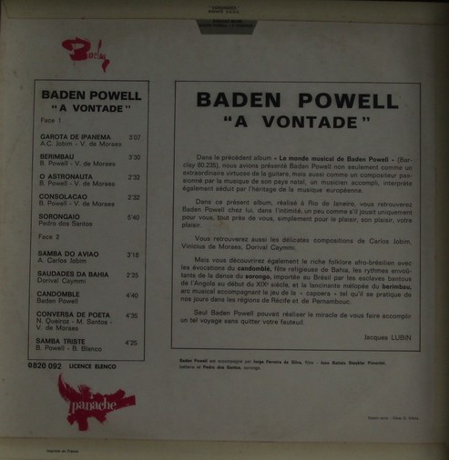 Baden Powell - À Vontade | Barclay (820 092) - 2