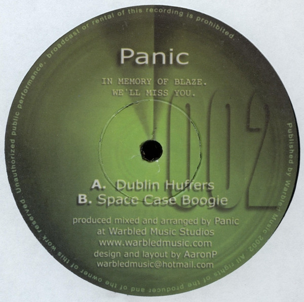 Panic - Dublin Huffers / Space Case Boogie | Warbled Music (WAR 002) - 3