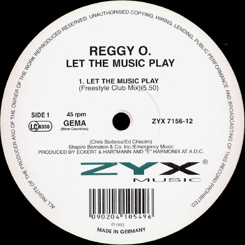 Reggy O. - Let The Music Play | ZYX Music (ZYX 7156-12) - main