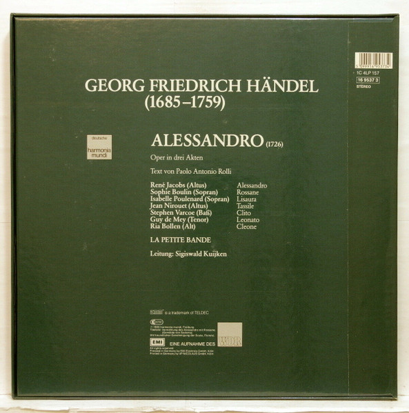 Georg Friedrich Händel - Alessandro | Deutsche Harmonia Mundi (1C 157 16 9537 3) - 2 Georg Friedrich Händel - Alessandro | Deutsche Harmonia Mundi (1C 157 16 9537 3) - 2