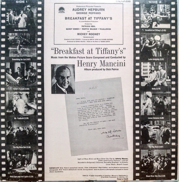 Henry Mancini - Breakfast At Tiffany's (Music From The Motion Picture Score) | RCA Victor (LPM-2362) - 2 Henry Mancini - Breakfast At Tiffany's (Music From The Motion Picture Score) | RCA Victor (LPM-2362) - 2