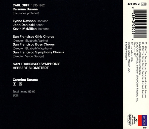 Carl Orff - San Francisco Symphony & San Francisco Symphony Chorus / Herbert Blomstedt - Carmina Burana | London Records (430 509-2) - 2 Carl Orff - San Francisco Symphony & San Francisco Symphony Chorus / Herbert Blomstedt - Carmina Burana | London Records (430 509-2) - 2