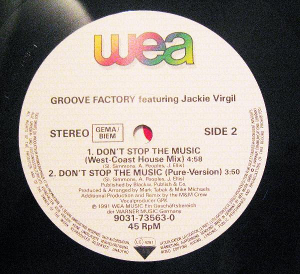 Groove Factory Feat. Jackie Virgil - Don't Stop The Music | WEA (9031-73563-0) - 2 Groove Factory Feat. Jackie Virgil - Don't Stop The Music | WEA (9031-73563-0) - 2