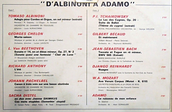 Various - D'Albinoni À Adamo | Columbia (SCTX 340.801) - 3